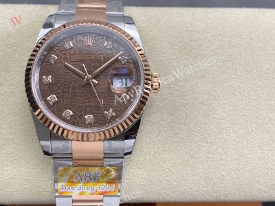 AR Factory Rolex Datejust Dandong 3235 Movement 36mm Brown Face TT Band Watch